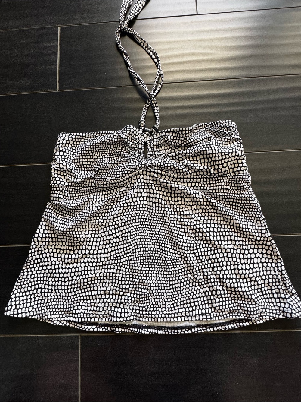 Black and White Halter Tankini Swim Top size 36 C M/L